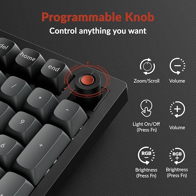 Keychron V5 8K 96% Wired Mechanical Keyboard, 8000 Hz Polling Rate Hot-Swappable QMK Programmable Keyboard with Numpad & Knob, RGB Backlit, Ergonomic for Mac Windows Linux-Tactile Banana Switch