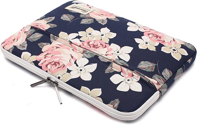 Canvaslife White Rose Patten Laptop Sleeve 14 inch 14.0 inch Laptop case Bag