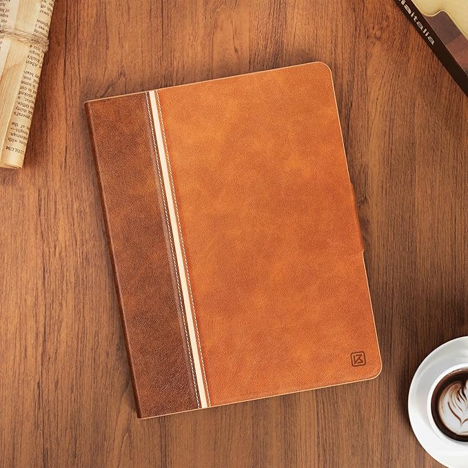 KingBlanc Case for iPad mini 7 (A17 Pro), iPad mini 7th/6th Generation (2024/2021) Vintage Vegan Leather Cover with Pencil Holder, Auto Sleep/Wake, Stand with Viewing & Drawing Angles, Brown
