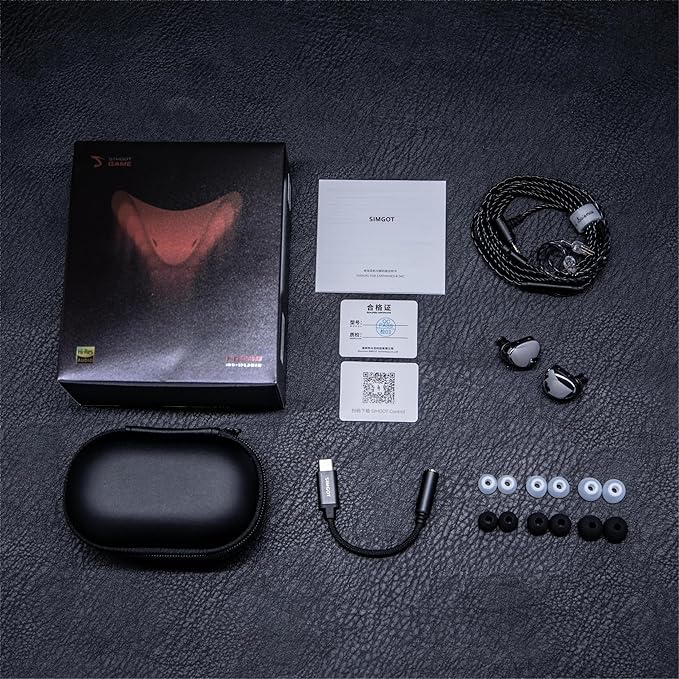 Linsoul SIMGOT EG280 in Ear Monitor, 1DD+1 Planar HiFi IEM, Wired Gaming Earphone with Microphone, 1.7m Long Detachable 2Pin OFC Cable, with USB-C Adapter, for FPS Games and Audiophile Musician