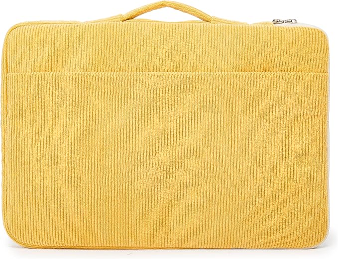Kinmac 360° Protective Laptop Sleeve Case Bag Cover with Handle for MacBook Air 15 inch, and 15 inch-15.6 inch HP,Lenovo,Dell,ASUS,Acer Notebook Computer (Yellow Corduroy)