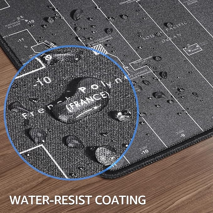 KTRIO Large Gaming Mouse Pad Desk Mat, Superior Micro-Weave Cloth, Non-Slip Rubber Base, Stitched Edges, Water-Resistant, for Gamer, Office & Home, 31.5 x 15.7 Inch，World Map