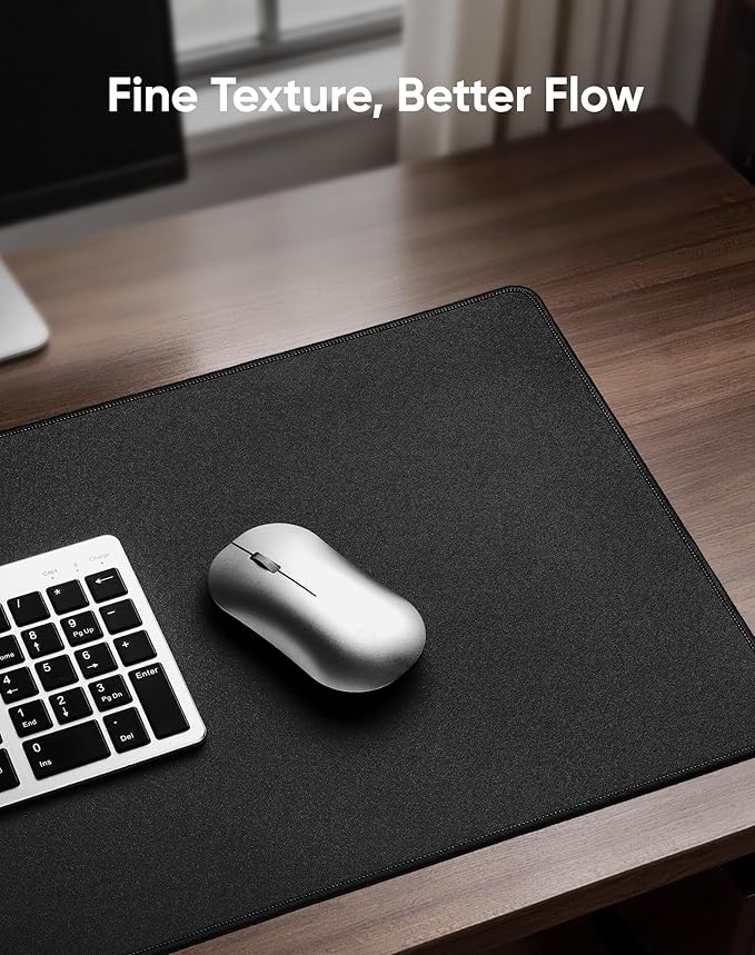 Reniteco Waterproof Large Gaming Mouse Pad with Durable Stitched Edges, Non-Slip Rubber Base, Grainy Jacquard Mouse Mat Desk Pad for Home Office Gaming, 31.5''x11.8''x0.12'', Matte Black