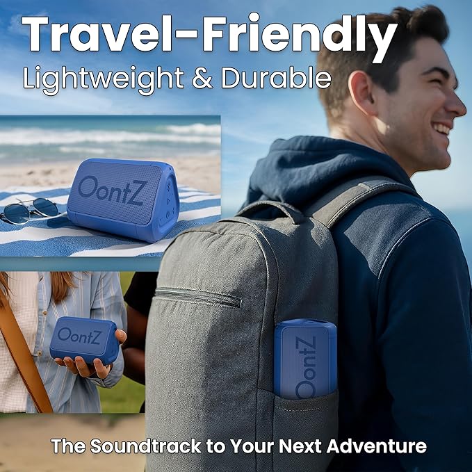 OontZ Angle Solo Portable Bluetooth Speaker - Ultra Portable, 14 Hours of Playtime, 100ft Wireless Range, Waterproof, Budget-Friendly Speaker for Travel, Outdoor or Home, Great Gift (Blue)