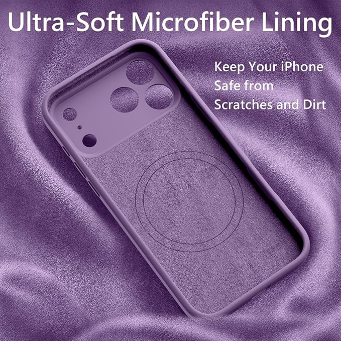 FireNova Magnetic for iPhone 17 Pro Max Case, Compatible with MagSafe, [Integrated Silicone Camera Control Button] [Camera Protection] Anti-Scratch Microfiber Lining Phone Case, 6.9", Light Purple
