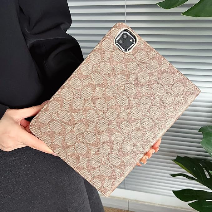 Brown Designer PU Leather Case for iPad Pro 11-Inch, 2022/2021/2020/2018 Model,Compatible with 1st/2nd/3rd/4th Gen Pro 11 Soft TPU Back Cover with Pencil Holder, Multi-Angle Stand, Auto Sleep/Wake