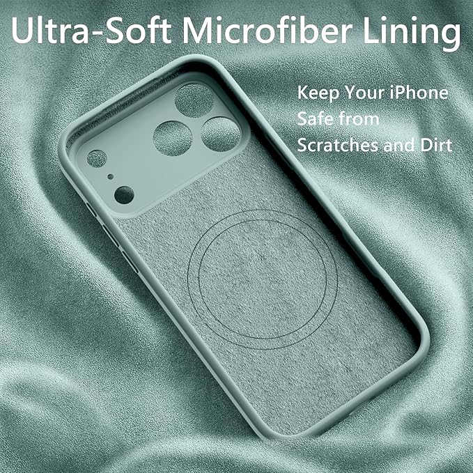 FireNova Magnetic for iPhone 17 Pro Max Case, Compatible with MagSafe, [Integrated Silicone Camera Control Button] [Camera Protection] Anti-Scratch Microfiber Lining Phone Case, 6.9", Mint Green