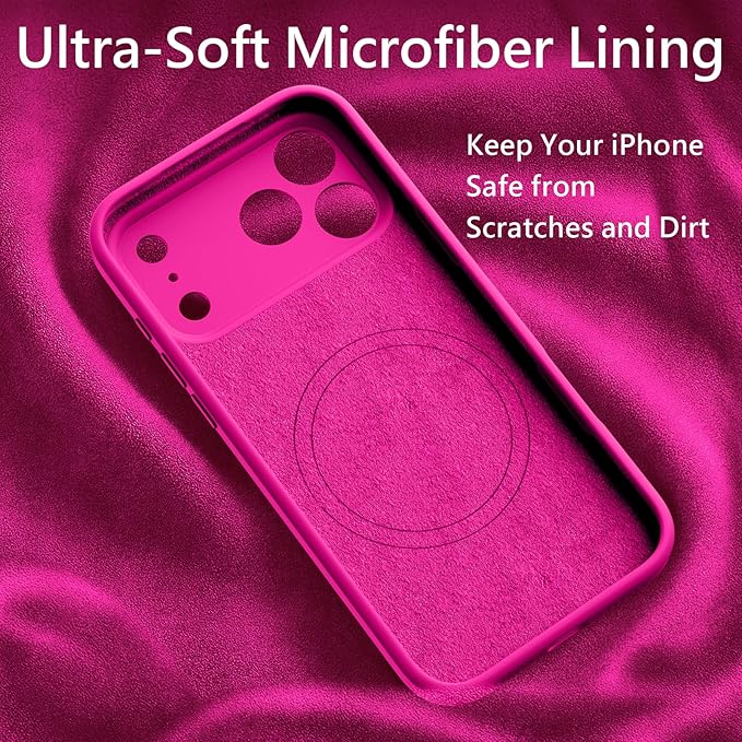 FireNova Magnetic for iPhone 17 Pro Case, Compatible with MagSafe, [Integrated Silicone Camera Control Button] [Camera Protection] Anti-Scratch Microfiber Lining Phone Case, 6.3", Hot Pink