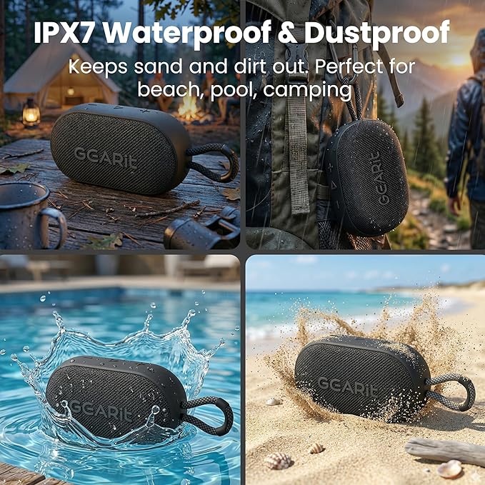 GEARit Mini Bluetooth Speaker with Deep Bass | Portable Wireless Speaker IPX7 Waterproof & Dustproof | 12H Playtime BT5.3 TWS Pairing for Camping Beach Travel Home Gift