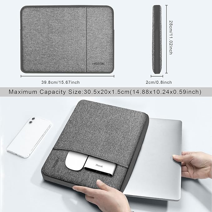 Hseok Laptop Sleeve 15.6 16 inch Case Compatible with MacBook Neo 16, MacBook Pro 16" M5/M4/M3/M2/M1, MacBook Air Pro 15", XPS 16, Most 15" 15.6" 16" Notebooks,Dark Gray&Gray