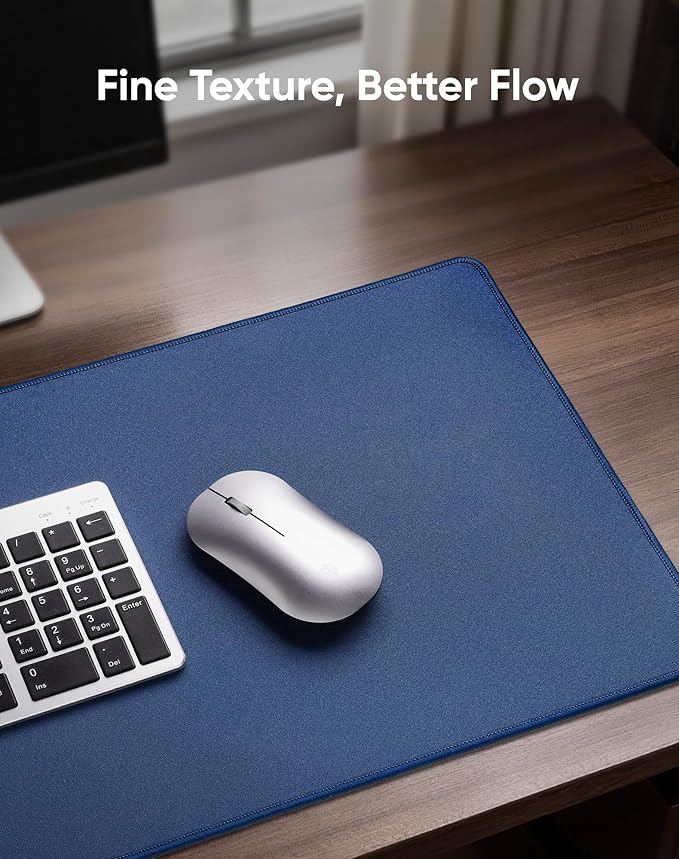 Reniteco Waterproof Large Gaming Mouse Pad with Durable Stitched Edges, Non-Slip Rubber Base, Grainy Jacquard Mouse Mat Desk Pad for Home Office Gaming, 27.6"x11.8"x0.12", Matte Gray