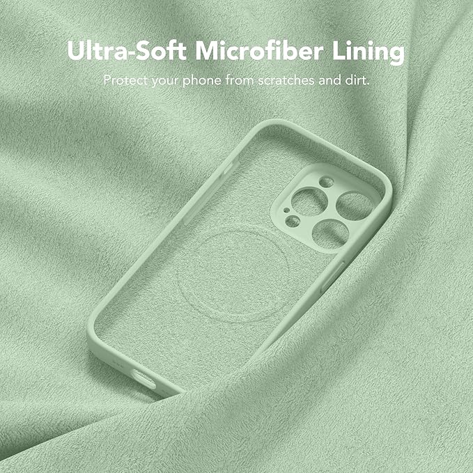 Magnetic for iPhone 13 Pro Max Case, Compatible with MagSafe, [Full Camera Protection][Screen Protector] Silicone Shockproof Protective Phone Case for iPhone 13 Pro Max 6.7", Light Cyan