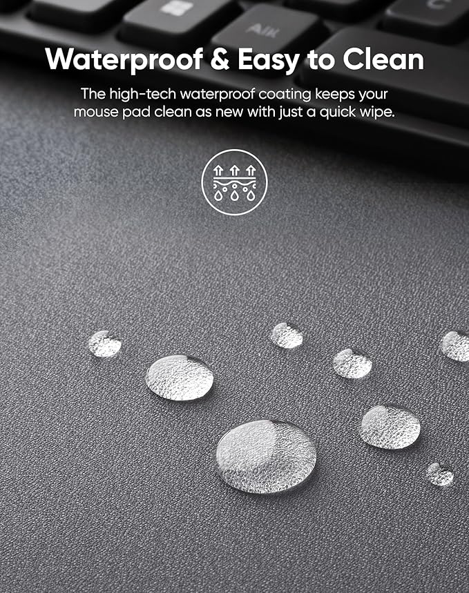 Reniteco Waterproof Large Gaming Mouse Pad with Durable Stitched Edges, Non-Slip Rubber Base, Grainy Jacquard Mouse Mat Desk Pad for Home Office Gaming, 35.4''x15.7''x0.12'', Matte Gray