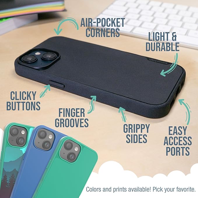 Smartish® iPhone 15 Magnetic Case - Gripmunk Compatible with MagSafe [Lightweight + Protective] Slim/Thin Grip Cover with Microfiber Lining for Apple iPhone 15 - Leaf Me Alone
