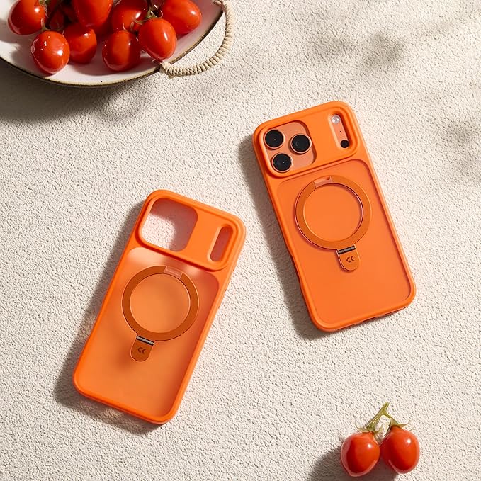 CASEKOO Ultra-Magnetic Stand for iPhone 17 Pro Case [Military Drop Protection] [Compatible with MagSafe] Shockproof Translucent Matte Slim Ring for iPhone 17 Pro Phone Case 6.3", Orange