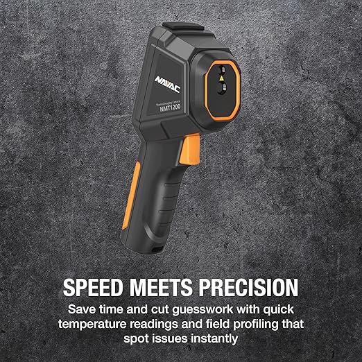 NAVAC NMT1200 Thermal Imaging Camera - Ultra IR Technology & Thermal Detector - Reduced Noise - Accurate Imaging - 25Hz Refresh - Up to 8-Hour Battery Life -Multiple Color Presets for HVAC Technicians