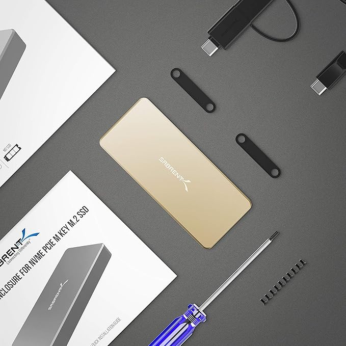 SABRENT USB Type-C Aluminum Enclosure for M.2 NVMe SSD in Gold (EC-NVME-GLD)