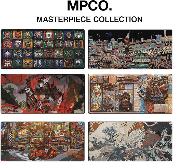 MPCO. Masterpiece Large Gaming Desk Pad - 36" x 17" Aeroglyde Fabric Machinami Desk Mats - Non-Slip, Washable, Smooth Glide for Precision Gaming & Work