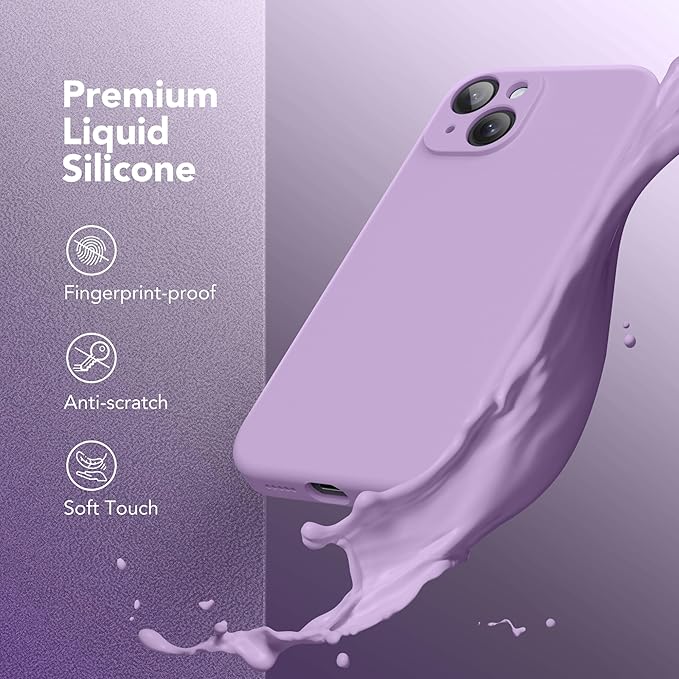 Magnetic for iPhone 14 Case, Compatible with MagSafe, [Full Camera Protection][Screen Protector] Silicone Shockproof Protective Phone Case for iPhone 14 6.1 inch, Light Purple