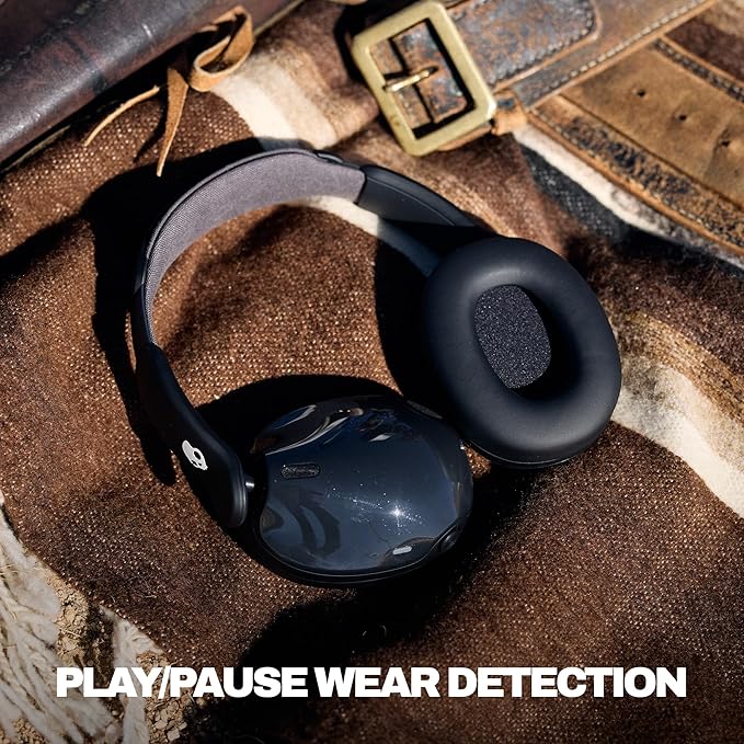 Skullcandy Hesh 540 ANC Wireless Over-Ear Bluetooth Headphones with THX Spatial Audio, Active Noise Cancelling, Personalized Sound, Up to 65 Hours Battery, Microphone for iPhone Android - True Black