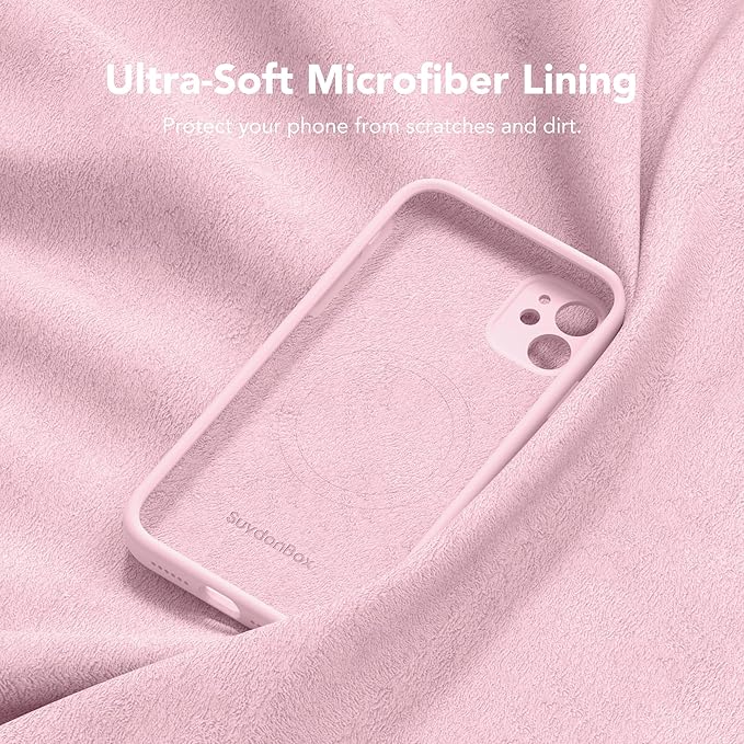 Magnetic for iPhone 11 Phone Case Silicone, Compatible with MagSafe, [Full Camera Protection][Screen Protector] Slim Shockproof Protective Case for iPhone 11 6.1", Chalk Pink
