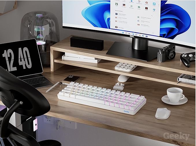 Geeky GK65 SE 65% | Mechanical Gaming Keyboard | 68 Keys Multi Color RGB LED Backlit for PC/Mac Gamer | ANSI US American Layout (White, Mechanical Black)