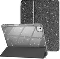 Case for iPad Air 13 Inch (M4/M3/M2, 2026/2025/2024) & iPad Pro 12.9 6/5th Gen (2022/2021), Glittering Sparkly Cover with Shiny Clear Back Shell, Trifold Stand Case with Pencil Holder, Black