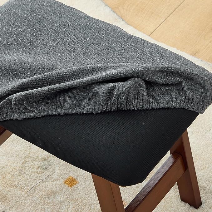 Foot Stool,，Under Desk Foot Rest Ottoman, Washable Stool for Office, Living Room, Bedroom (Brown Legs-Grey Stool Seat)