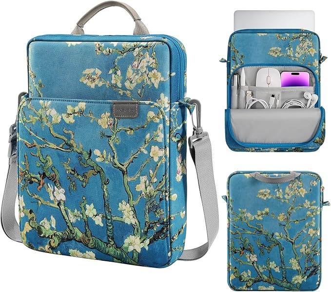 MoKo 13.3-14 Inch Laptop Sleeve Bag Fits Mac Neo 13-inch A18 Pro, Mac Pro 13.3" M2 2022/M5/M5 Pro/M5 Max 14.2" 2026, Mac Air 13.6" M5 2026, Handle Carrying Case with Shoulder Strap, Apricot Flower