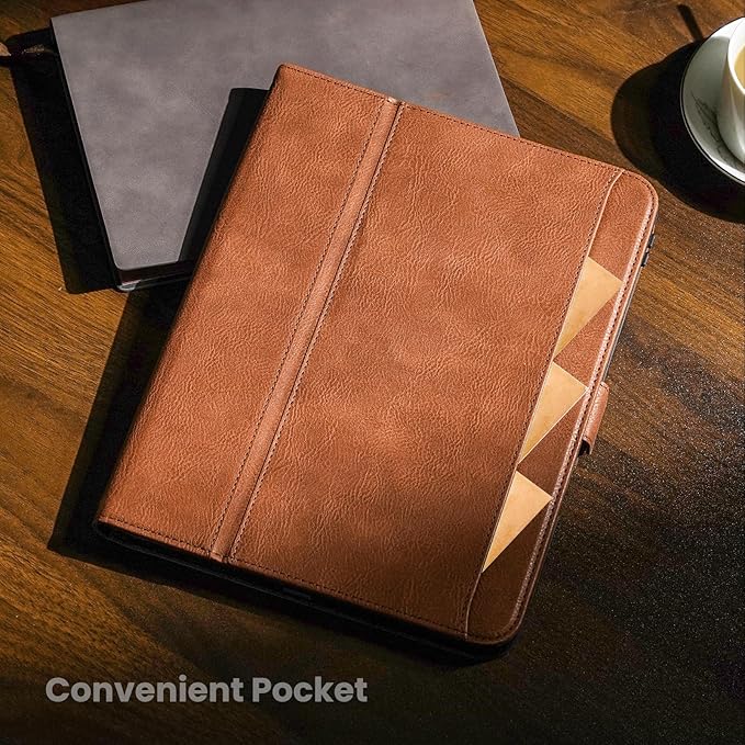 Handmade Case for iPad Air 13 Inch M4/M3/M2 (2026/2025/2024) with Pencil Holder Pocket,Magnetic Closure,Multi Angles Stand,Typing Angle,Folio Protective Cover,Auto Sleep/Wake,Brown