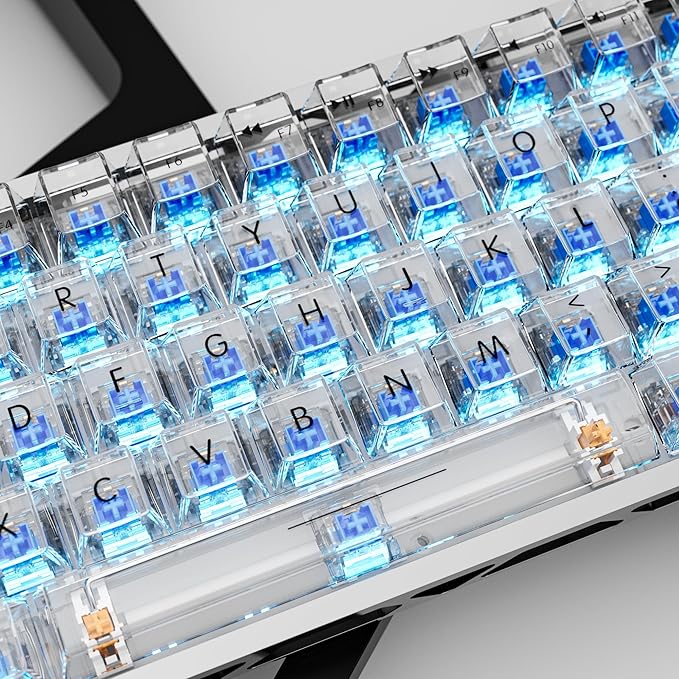 Outemu(Gaote) Crystal Blue Switches for MX Mechanical Gaming Keyboard,3-Pin 50gf Clicky/RGB/DIY Replaceable/Dustproof Switches(Blue,45pcs)