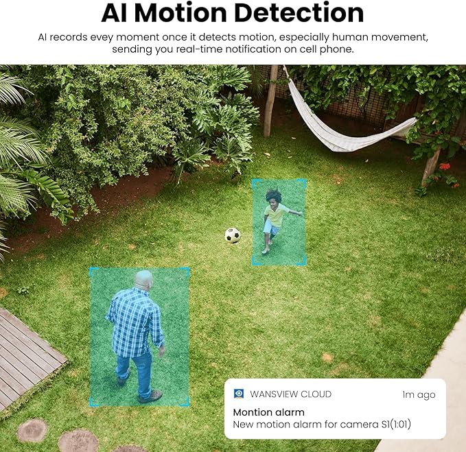 AOQEE Cameras for Home Security-2K Wireless Security Camera Outdoor with AI Motion Detection & Siren, Non-Stop Solar Powered Charging, Color Night Vision, SD/Cloud Storage, Waterproof, S1 4P