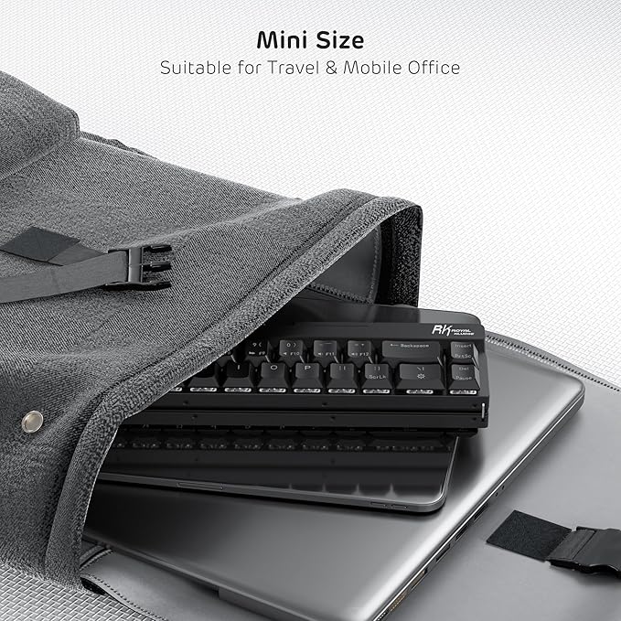 RK ROYAL KLUDGE F68 60% Foldable Low Profile Mechanical Keyboard, Wireless Mechanical Keyboard with Aluminum Body, Built-in Stand Holder, White Backlit, 68 Keys, Tactile Brown Switch
