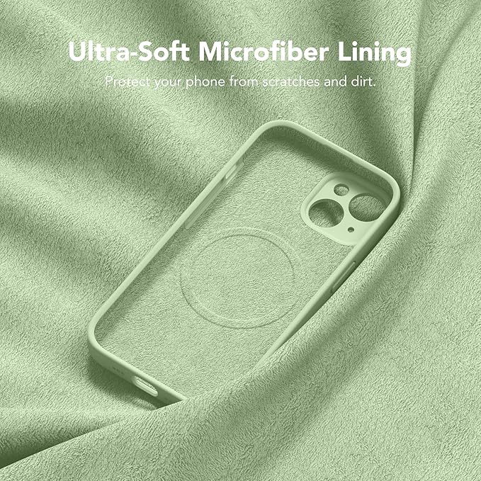 Magnetic for iPhone 14 Case, Compatible with MagSafe, [Full Camera Protection][Screen Protector] Silicone Shockproof Protective Phone Case for iPhone 14 6.1 inch, Matcha