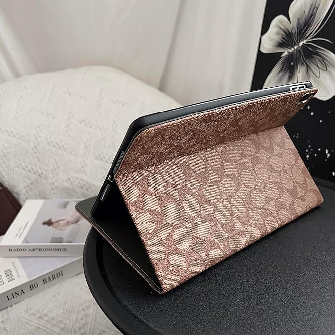 Brown Designer PU Leather Case for iPad 10.2 Inch 9th/8th/7th Gen (2021/2020/2019), iPad Pro 10.5 Inch 2017, Slim Protective Cover with Pencil Holder, Soft TPU Back & Auto Sleep/Wake