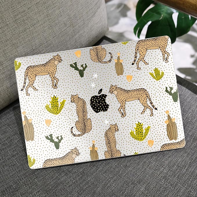 MEEgoodo Case for M5/M4/M3/M2 MacBook Air 15 inch Case 2026 2025 2024 2023, Laptop Shell Fit Model (A3448/A3241/A3114/A2941) for MacBook Air 15.3-inch, Leopard & Cactus