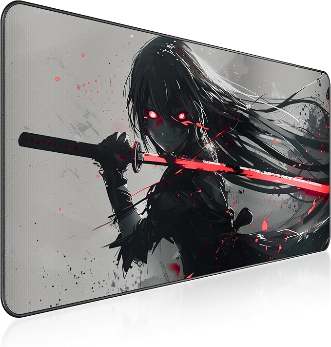XXL Anime Gaming Mouse Pad 35.4 x 15.7 inch - Water-Resistant & Stitched Edges - Large XL Mousepad for Desk - Gamer Accessories Big Full Deskpad Mat Game Mousepads Deskmat