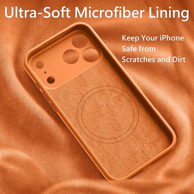 FireNova Magnetic for iPhone 17 Pro Max Case, Compatible with MagSafe, [Integrated Silicone Camera Control Button] [Camera Protection] Anti-Scratch Microfiber Lining Phone Case, 6.9", Orange