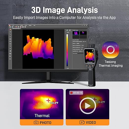 Teslong TTM120S Thermal Imaging Camera, Super Resolution 240 x 180, 3.2" LCD Screen Handheld 25 HZ Refresh Rate Infrared Imager, 120 x 90 IR Resolution
