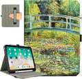 for iPad (A16) 11Th/10Th Generation Case 2025/2022, for iPad Case 11Th/10Th Generation, Fit iPad 10Th/11Th Gen Cases Pencil Holder/Hand Strap/Pocket/Adjustable Stand, Beautiful Water Lilies