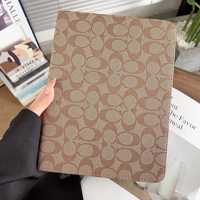 Brown Designer PU Leather Case for iPad Pro 11-Inch, 2022/2021/2020/2018 Model,Compatible with 1st/2nd/3rd/4th Gen Pro 11 Soft TPU Back Cover with Pencil Holder, Multi-Angle Stand, Auto Sleep/Wake