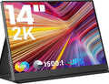 KEEPTIME Portable Monitor 14inch 2K Laptop Monitor USB C HDMI Gaming Ultra-Slim IPS Display Smart Cover & Speakers, 2160 * 1440P Screen for Laptop, HDR External Monitor for Laptop PC Phone Mac Xbox