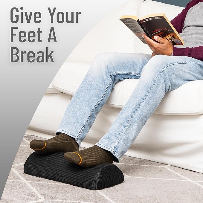 Mind Reader Foot Rest, Under Desk at Work, Ergonomic, Office, Foam, Black
