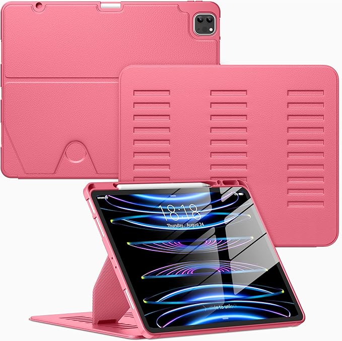 VIKESI Case for iPad Pro 12.9 6th / 5th / 4th / 3rd Generation Case 2022/2021/2020/2018,Multiple Angles Magnetic Stand Cover,Shockproof Soft Back,Pencil Holder,and Auto Sleep/Wake,Watermelon