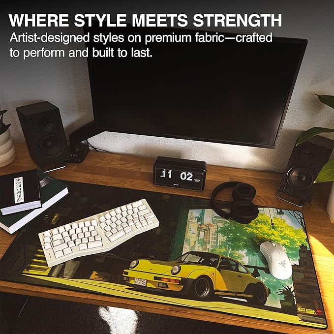 MPCO. Original Large Gaming Desk Mat – 36" x 17" Aeroglyde Manga Motors Gramps-Garage Full Desk Mouse Pad for Smooth Precision – Non-Slip, Washable Extra-Large PC Mouse Pad for Gaming Sessions