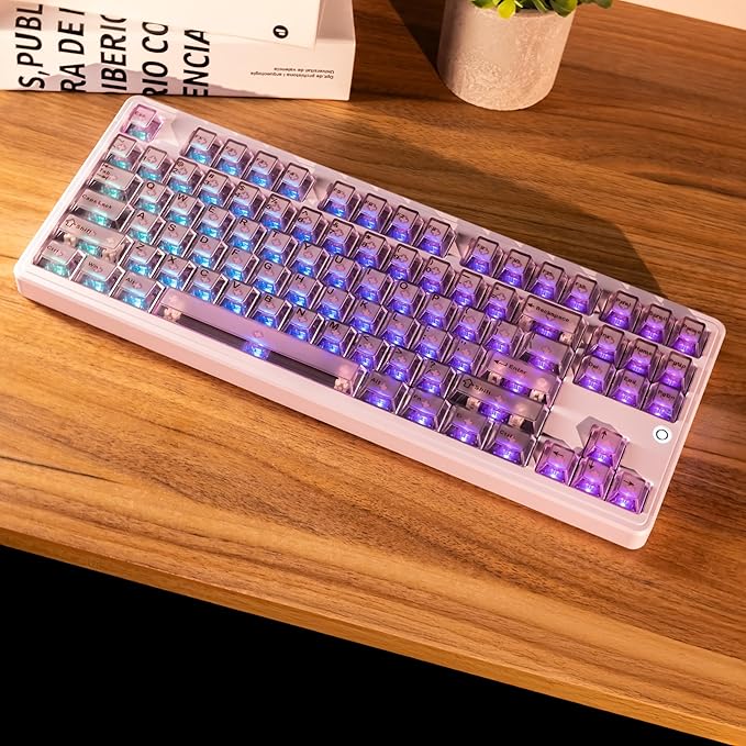 PMOKEY Aurora 80 CNC Full Aluminum Wireless Mechanical Keyboard with VIA/QMK, 8000mah Battery, Tri-Mode Wireless Gaming Keyboard Custom Hot Swappable RGB Backlit for Windows/Mac/PC (Ultra Purple)