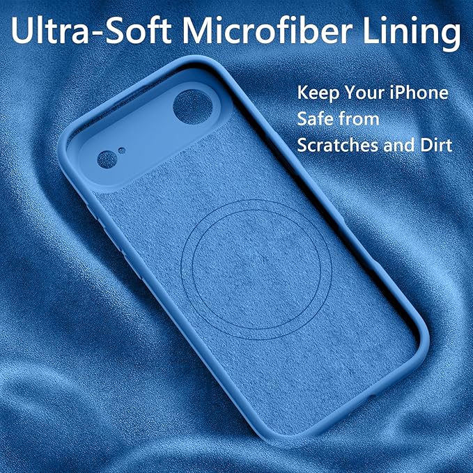 FireNova Magnetic for iPhone Air Case, Compatible with MagSafe, [Integrated Silicone Camera Control Button] [Camera Protection] Microfiber Lining Phone Case for iPhone 17 Air, 6.5", Blue