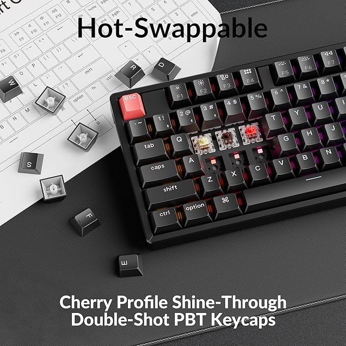 Keychron K10 QMK Bluetooth Wireless/Wired Mechanical Keyboard, Full-Size Layout Hot-Swappable Gaming Keyboard with Keychron Super Red Switch, RGB Backlit, Aluminum Frame for Mac/Windows-Version 2