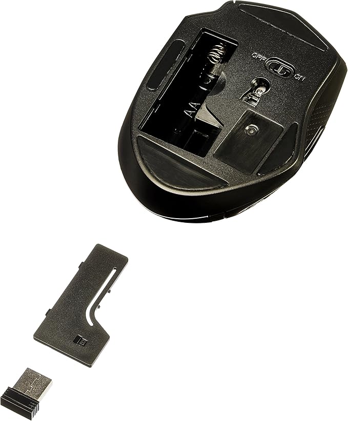 Amazon Basics Portable Wireless Computer Mouse, Ergonomic, 2.4 GHz Optical, DPI Adjustable, Easy to Use, Compatible With PC, Mac, Laptop, Black