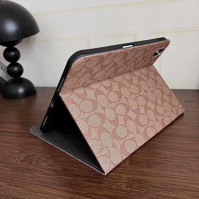 Brown Designer PU Leather Case for iPad 11th Generation 11-inch (2025, A16) & iPad 10th Generation 10.9-inch (2022), Soft TPU Back Cover with Pencil Holder, Multi-Angle Stand, Auto Sleep/Wake Function